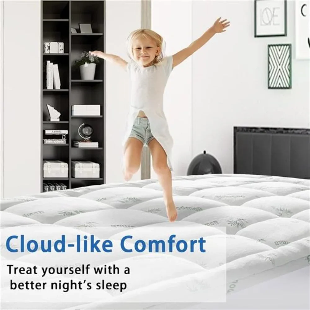 Mattress Topper King Size,Cooling ExtraThick Breathable Viscose Made from Bamboo